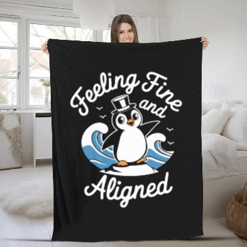 Discover Feeling Fine And Aligned Mindfulness Penguin Fleece Blankets