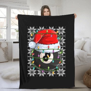 Discover Billiard 8 Ball Christmas Lights Fleece Blankets
