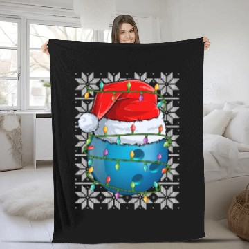 Discover Bowling Ball Christmas Lights Fleece Blankets