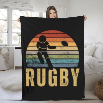 Discover Rugby Player Vintage Retro 70s Design Rugby Fleece Blankets