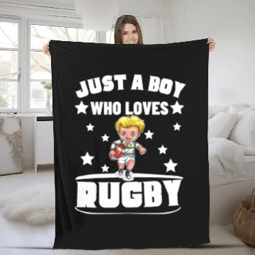 Discover Rugby Player Just A Boy Who Loves Rugby Fleece Blankets