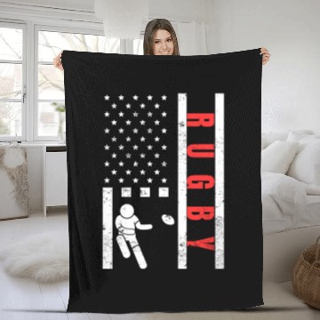Discover Rugby Player Vintage US Flag Proud Rugby Fleece Blankets