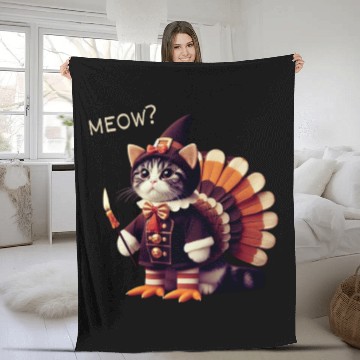 Discover Thanksgiving Cat Fake Cat Meow Fleece Blankets