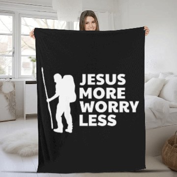 Discover Hiking - Jesus More, Worry Less Fleece Blankets