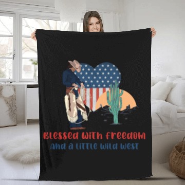 Discover Blessed with Freedom and a little Wild West Fleece Blankets