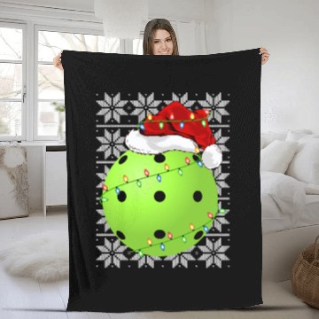 Discover Pickleball Santa Fleece Blankets