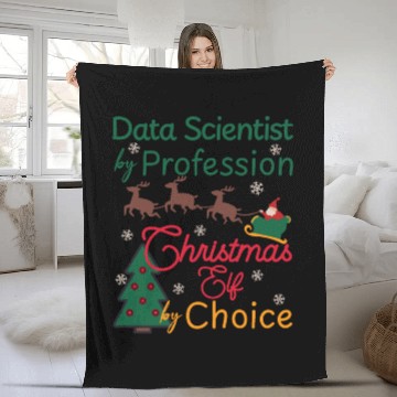 Discover Data Scientist Christmas Xmas Elf 3D Fleece Blankets