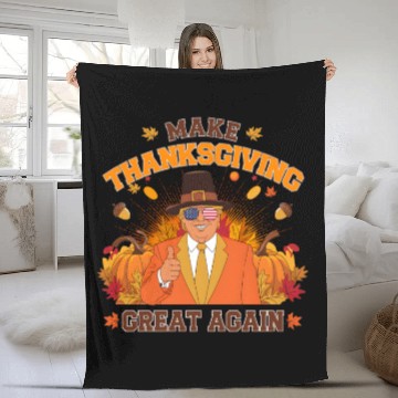 Discover Make Thanksgiving Great Again Autumn Fall Leaves Fleece Blankets