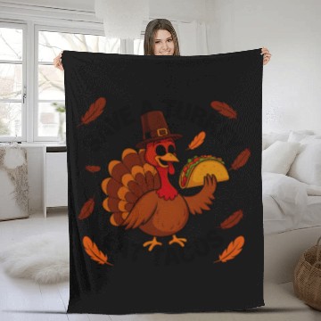 Discover Save A Turkey Eat Tacos Thanksgiving Fleece Blankets