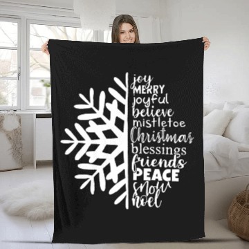Discover Christmas Snowflake with Joyful Words Fleece Blankets