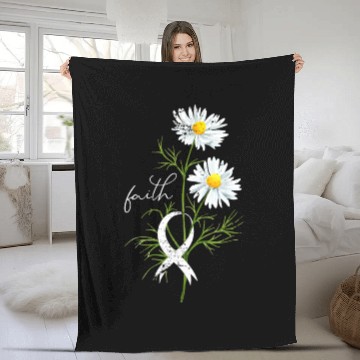 Discover Lung Cancer Month Fight Support White Ribbon Fleece Blankets
