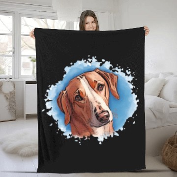 Discover Dog SAVEBRACKE hunting dog - turquoise watercolor Fleece Blankets