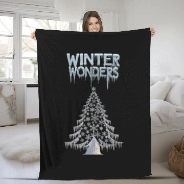 Discover Winter Wonders - Artistic Winter Christmas Tree Fleece Blankets