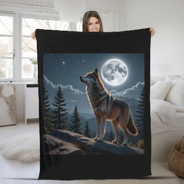 Discover animal wolf Fleece Blankets
