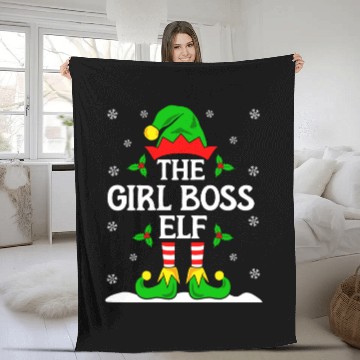 Discover Girl Boss Elf Christmas Fleece Blankets