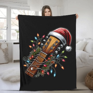 Discover Guitar Player Guitarist Christmas Hat Xmas Fleece Blankets