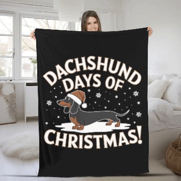 Discover Dachshund days of Christmas! Fleece Blankets