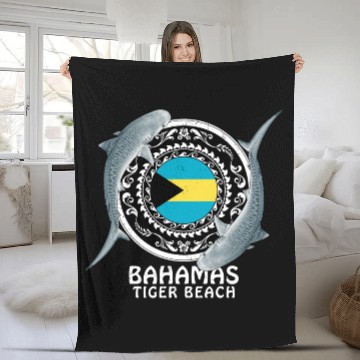 Discover Tiger Beach Bahamas Flag Tiger Shark Bull Shark Fleece Blankets
