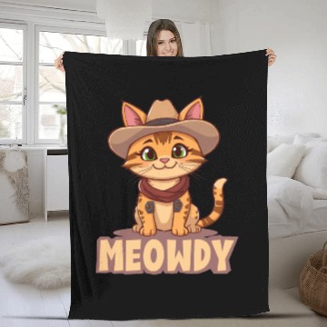 Discover Cowboy Cat "Meowdy" Western yellow wild west cat Fleece Blankets