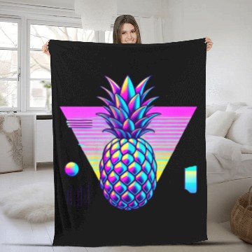 Discover Glanz Chrome Ananas Fleece Blankets modern kunst