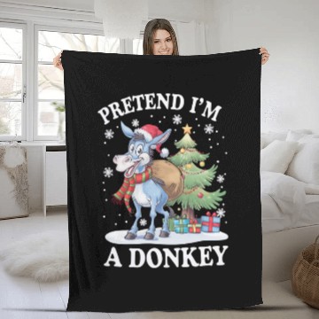 Discover Pretend I'm a Donkey Christmas theme Fleece Blankets