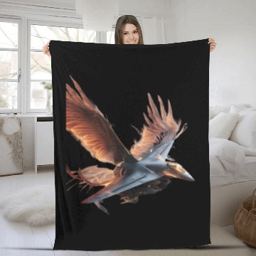 Discover Sky Fighter with Phoenix Wings" Fleece Blankets