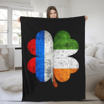 Discover Russian Irish Shamrock Russia Ireland Flag Fleece Blankets