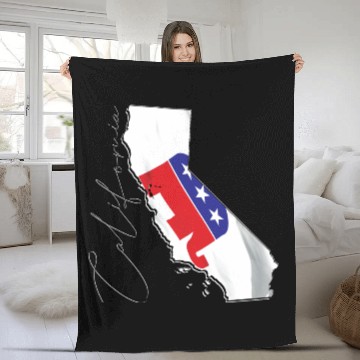 Discover Republican Flag in California State Map CA Fleece Blankets
