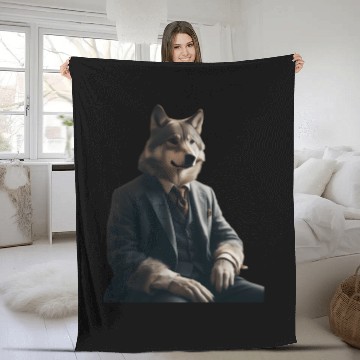 Discover Business Wolf Ready for Success Fleece Blankets