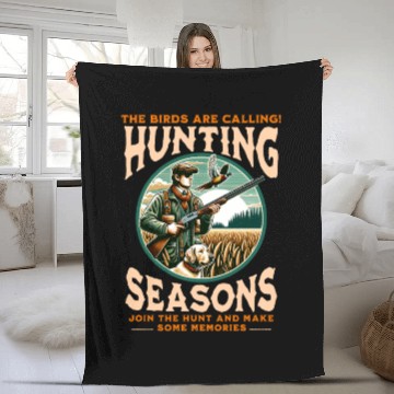 Discover "THE BIRDS ARE CALLING HUNTING SEASONS" PHEASANT Fleece Blankets