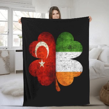 Discover Turkish Irish Shamrock Turkey Ireland Flag Fleece Blankets