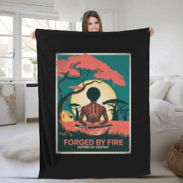 Discover Vintage Afro Samurai Warrior - Forged By Fire Fleece Blankets