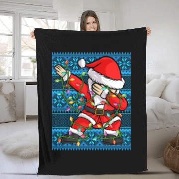 Discover Dabbing Santa Christmas Lights Fleece Blankets