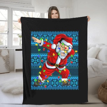 Discover Dabbing Santa Christmas Tree Lights Fleece Blankets