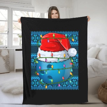 Discover Bowling Ball Christmas Lights Fleece Blankets