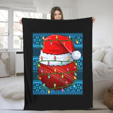 Discover Cricket Ball Christmas Lights Fleece Blankets