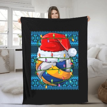 Discover Volleyball Christmas Lights Fleece Blankets
