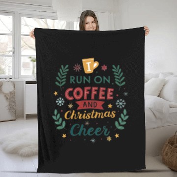 Discover i run on coffee and christmas cheer Fleece Blankets