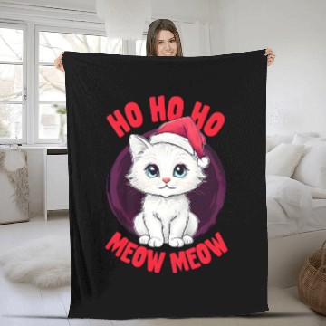 Discover Ho Ho Ho, Meow Meow: Cute Christmas Cat Fleece Blankets