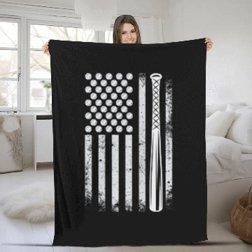 Discover Baseball vintage American flag baseball fan Fleece Blankets