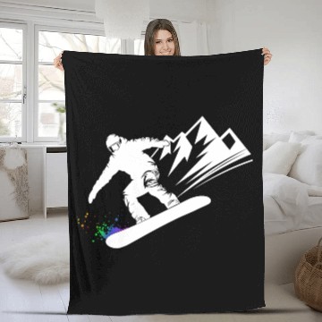 Discover Snowboard Snowboarder Snowboarding Winter Sports Fleece Blankets