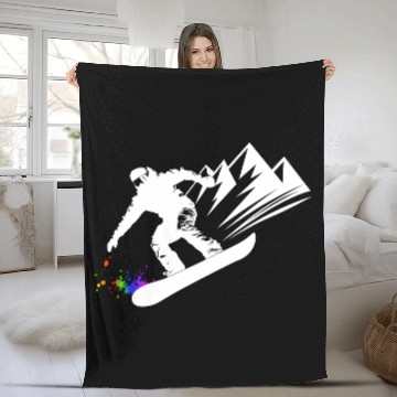 Discover Snowboard Snowboarder Snowboarding Winter Sports Fleece Blankets