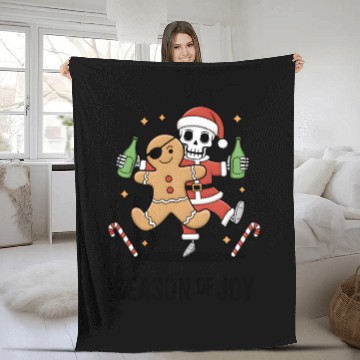 Discover Season of joy: Gingerbread Pirate & Skeleton santa Fleece Blankets