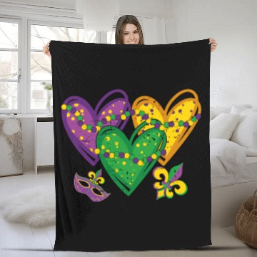 Discover Heart Festival Parade Mardi Gras Fleece Blankets