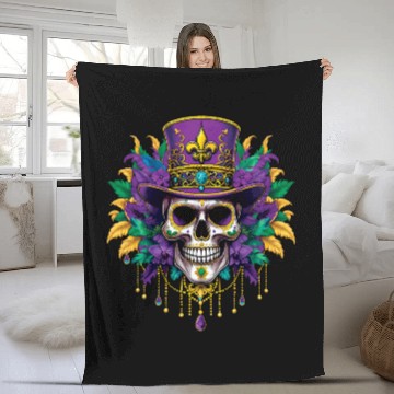 Discover Sugarskull Muertos Festival Parade Mardi Gras Fleece Blankets