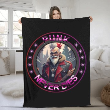Discover Punk Never Dies - Bold Rebel Spirit Art Fleece Blankets