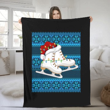 Discover Ice Skating Christmas Lights Fleece Blankets