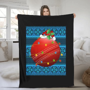 Discover Cricket Ball Christmas Lights Fleece Blankets