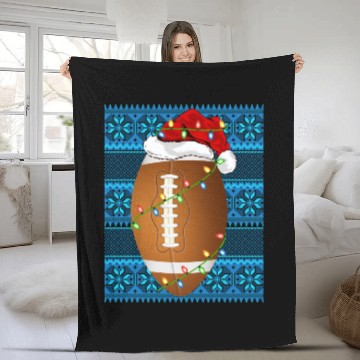Discover Rugby Christmas Lights Fleece Blankets
