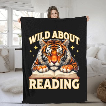 Discover Wild About Reading Tiger Fleece Blankets